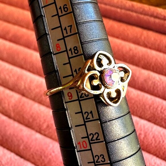 Park Lane "Freesia" Ring W/ Iridescent Crystal Center Floral Design Size 8 3/4 - Picture 2 of 7